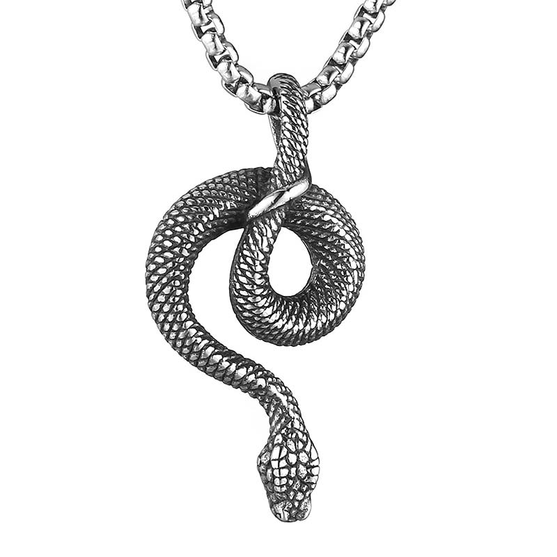 Stainless Steel Snake Pendant Necklace
