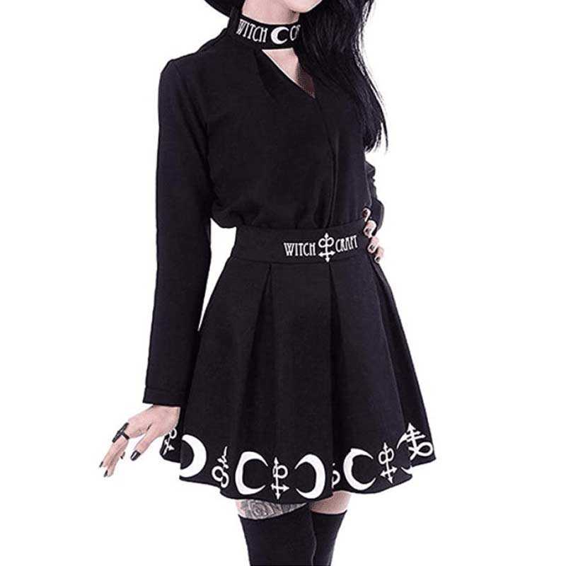 Witchcraft Moon Magic Pleated Mini Skirt