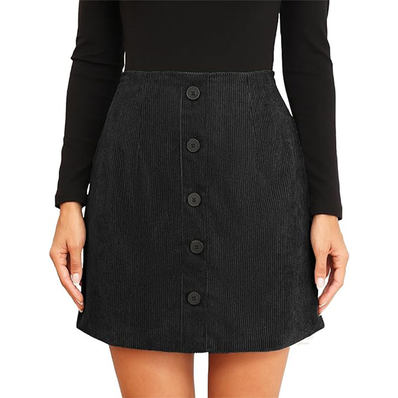 Zipper Front Black Bodycon Mini Skirt