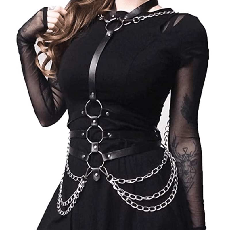Punk Leather Body Chains Harness