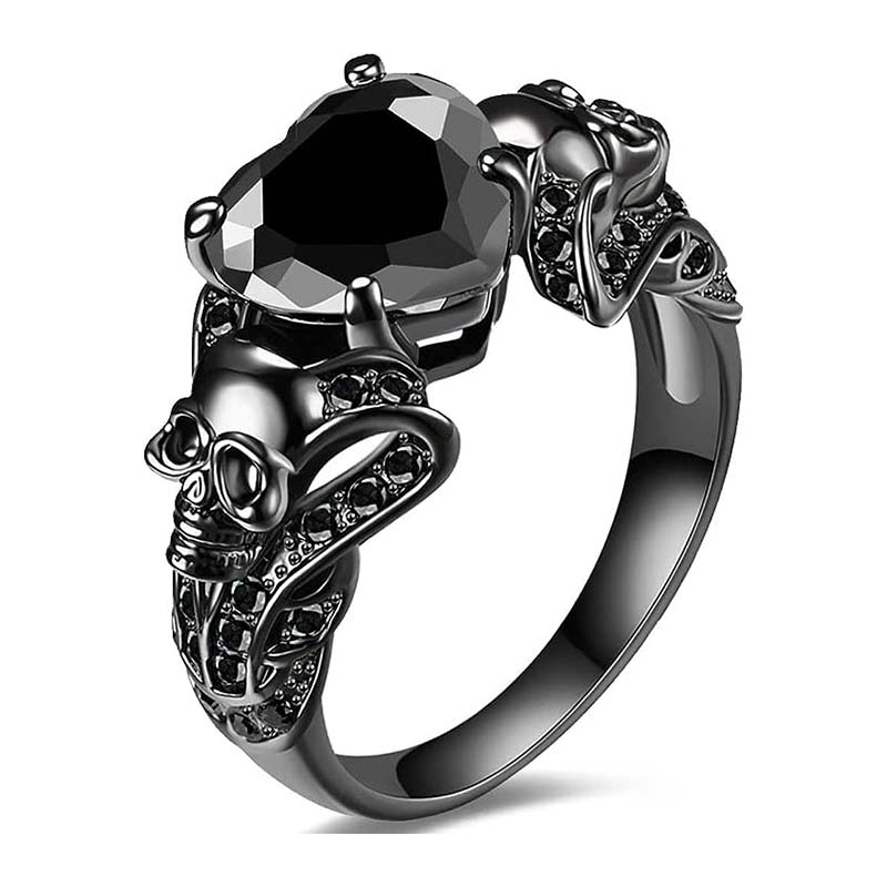 Black Skull Gothic Cocktail Ring
