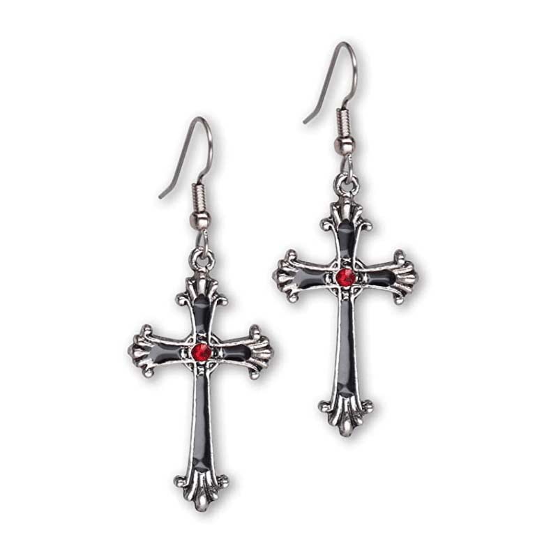 Gothic Victorian Cross Dangle Earrings