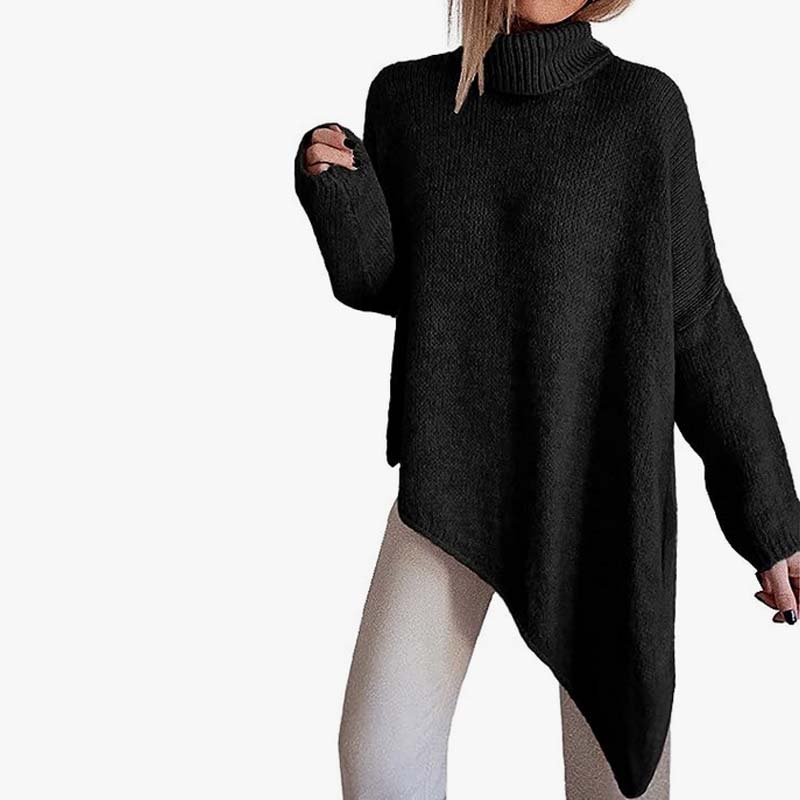 Black Asymmetric Oversized Sweater