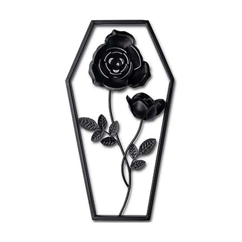 Metal Rose Coffin Wall Art