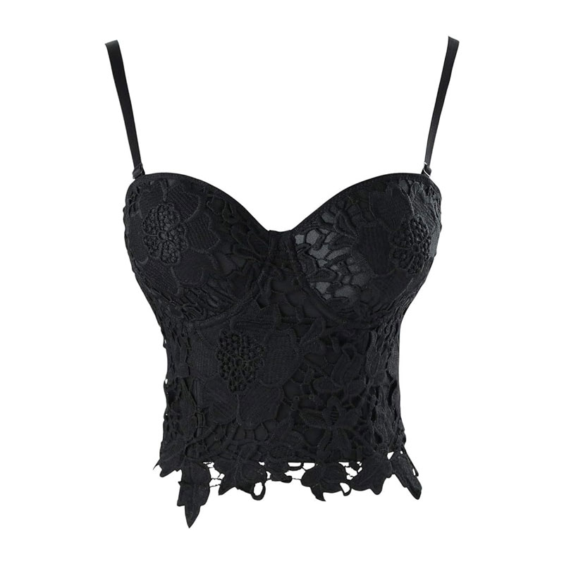 Goth Floral Lace Bustier Corset Crop Top 