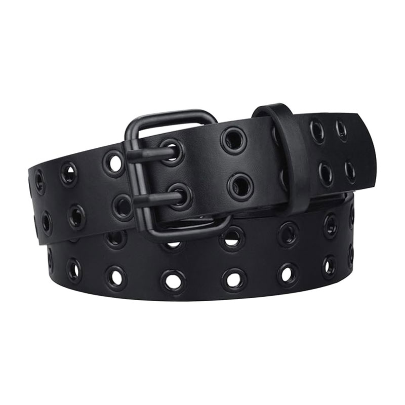 Black Grommet Leather Belt