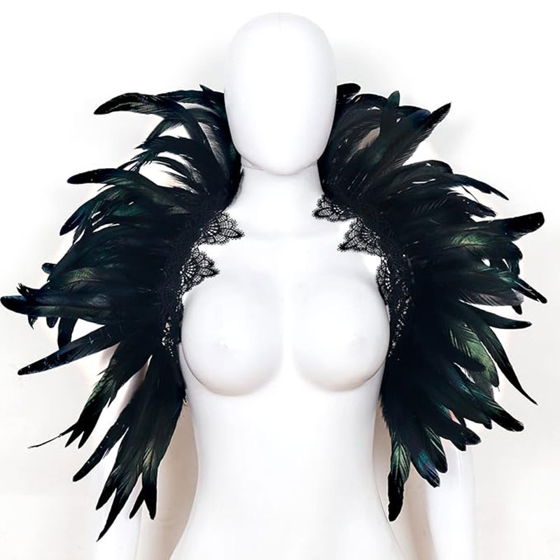 Black Feather Shrug Cape