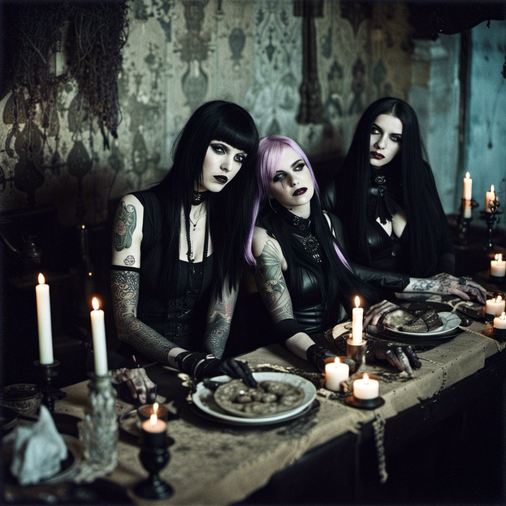 A group of women sitting at a table with food and candles