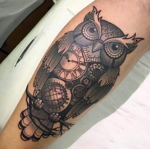 steampunk owl tattoo