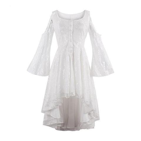 hot asymmetrical witches white lace dress