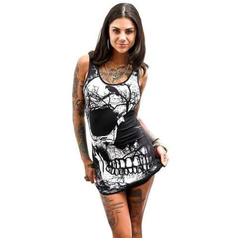 stunning scary skulls goth blouse