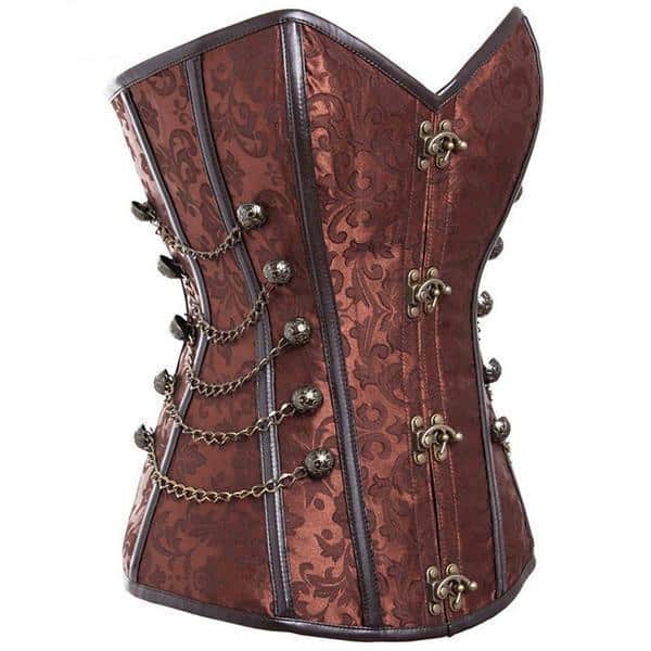 Steampunk and gothic style leather corset (brown and black). Alt