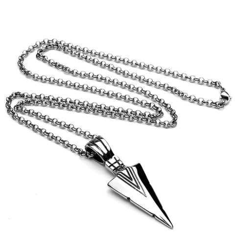 Unisex Triangular Spearhead Necklaces-Silver