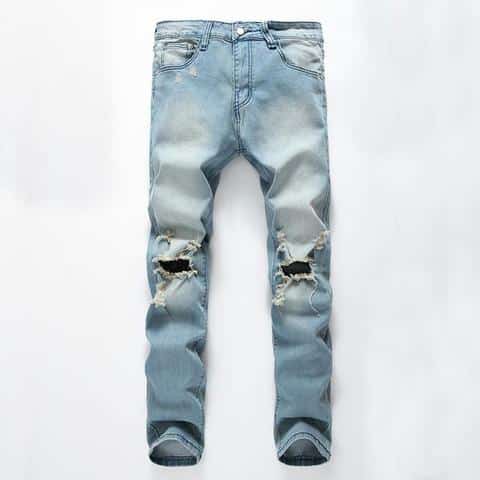 vintage faded ripped light blue denim pants