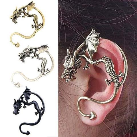 womens dragon bite clip on earring gold