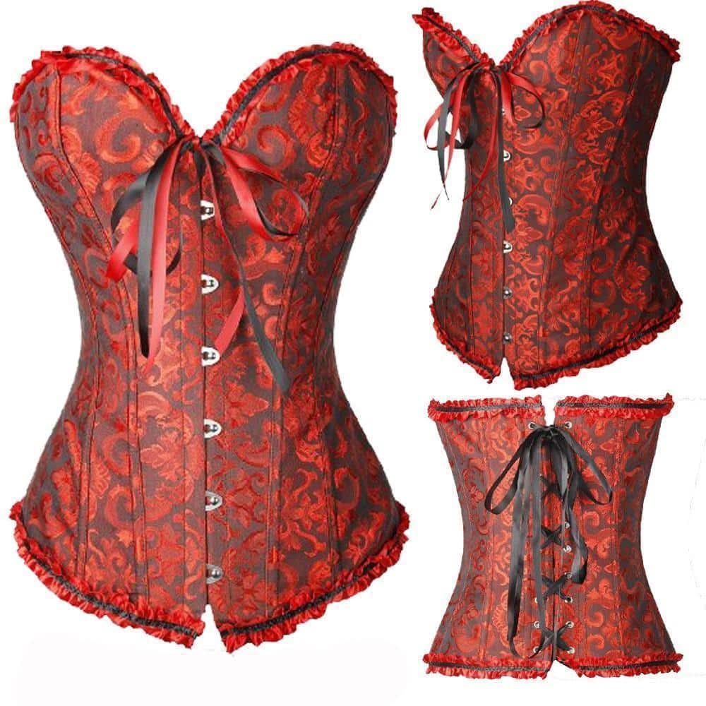Red - Hot Women's Lacey Corsets - Includes Plus Size - The Black Ravens