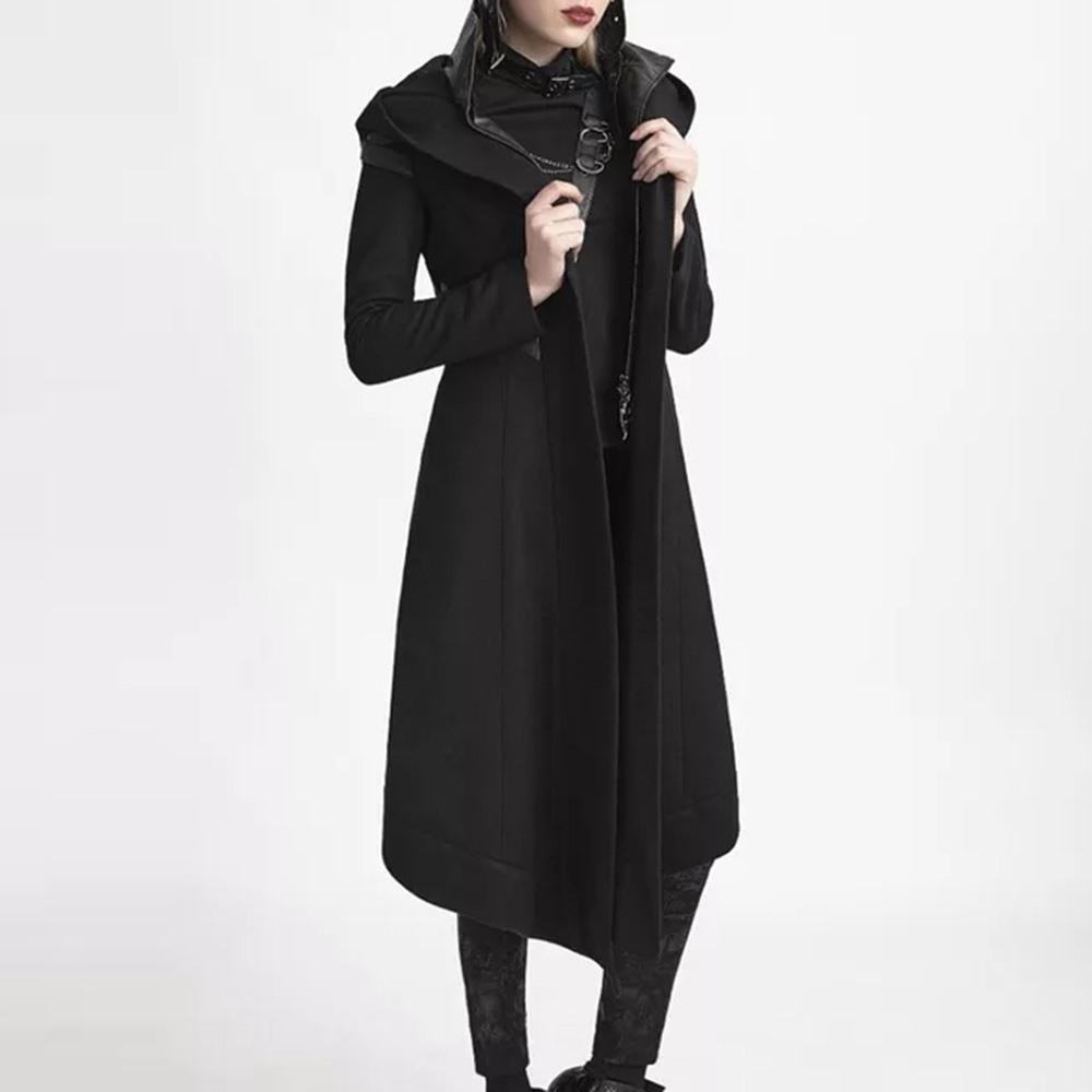 Asymmetrical Lady Vampire Hooded Trench Coat - The Black Ravens