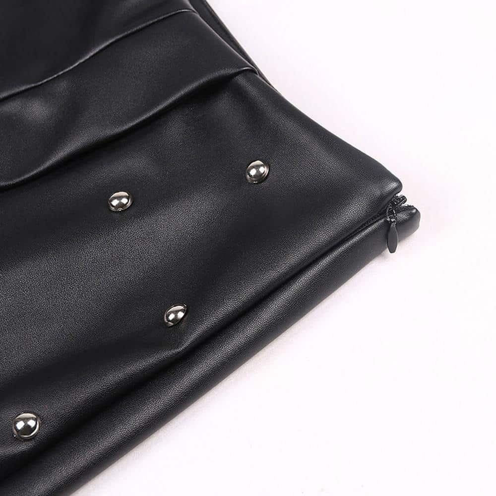 Asymmetrical Punk Leather Mini Skirt - The Black Ravens