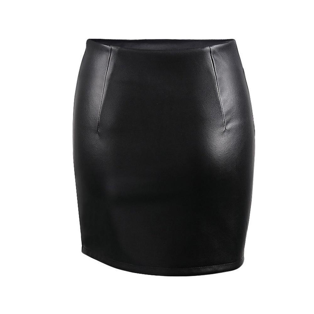 Asymmetrical Punk Leather Mini Skirt - The Black Ravens