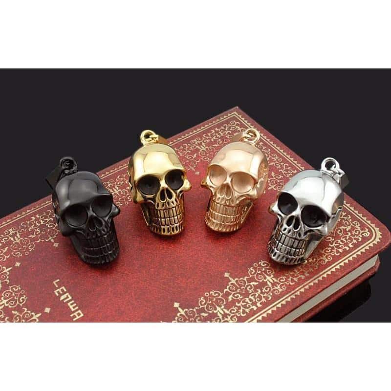 Awesome Smiling Skeleton Head Pendant For Guys - The Black Ravens