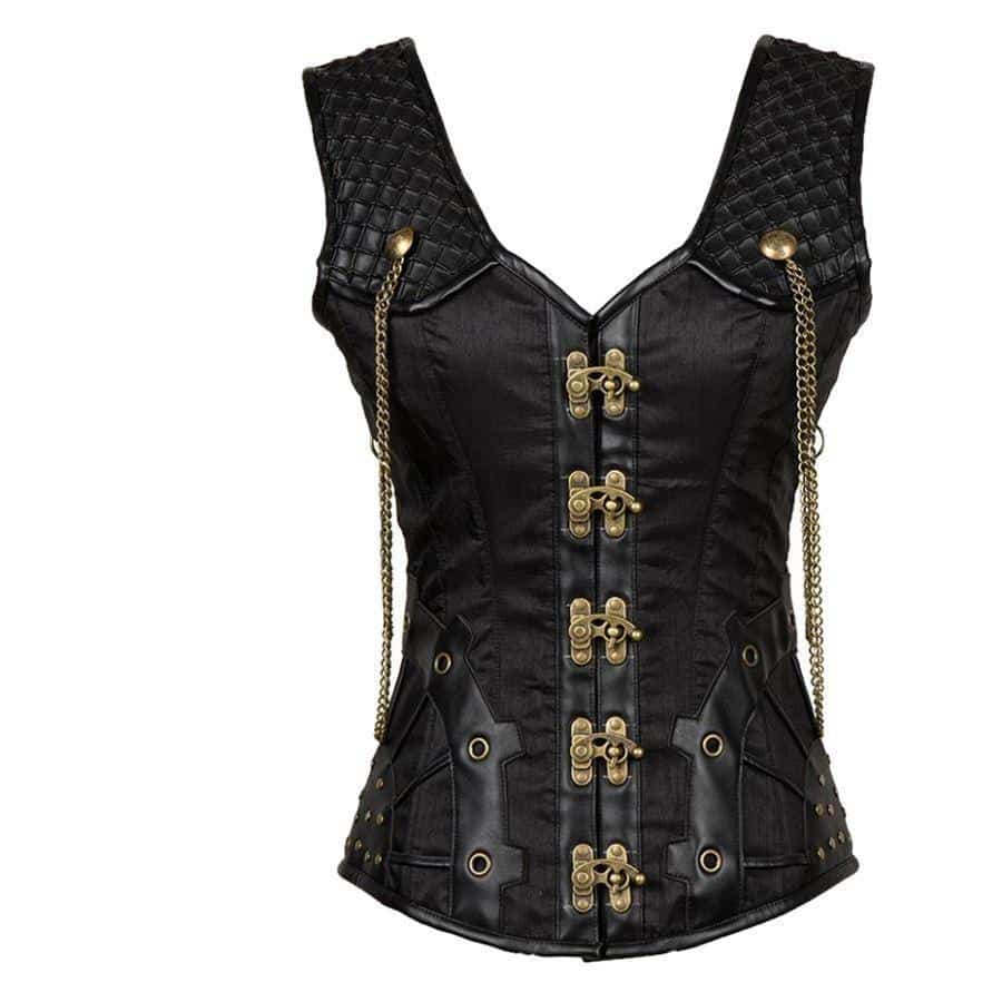 Black and Bronze Steampunk Chain Corsets For Women - The Black Ravens