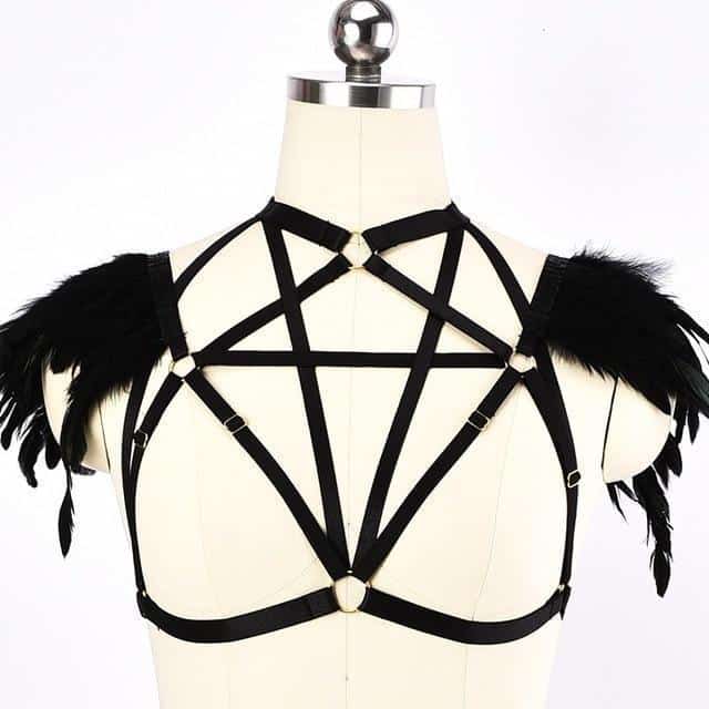 Black Pentagram Ladies Body Harness - The Black Ravens