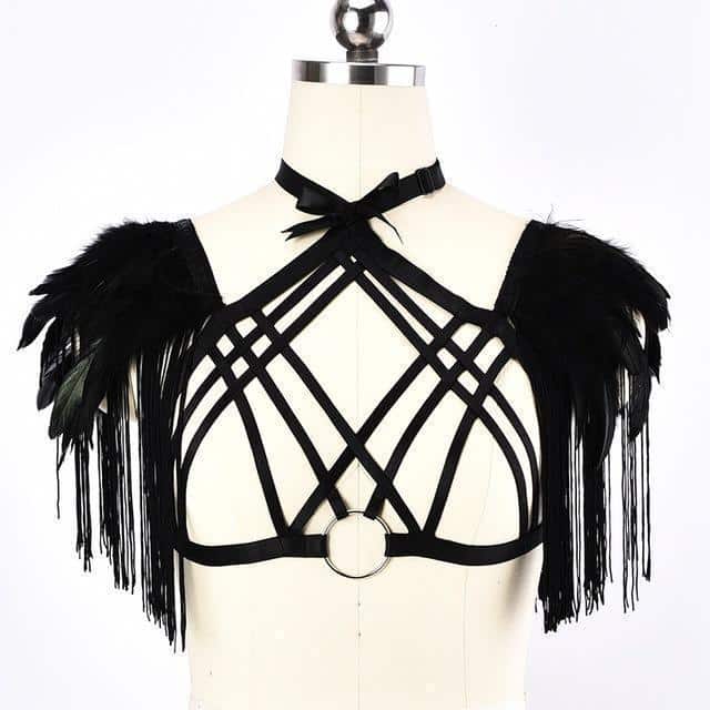 Black Strappy Busty Women's Cage - The Black Ravens