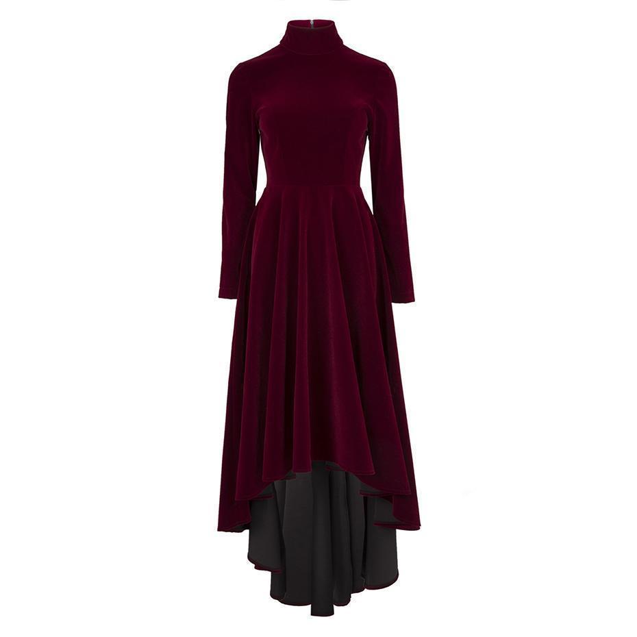 Blood Red Victorian Style Elegant Winter Dress - The Black Ravens