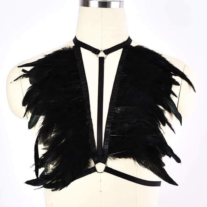 Bold Feathers Sexy Halter Harness - The Black Ravens