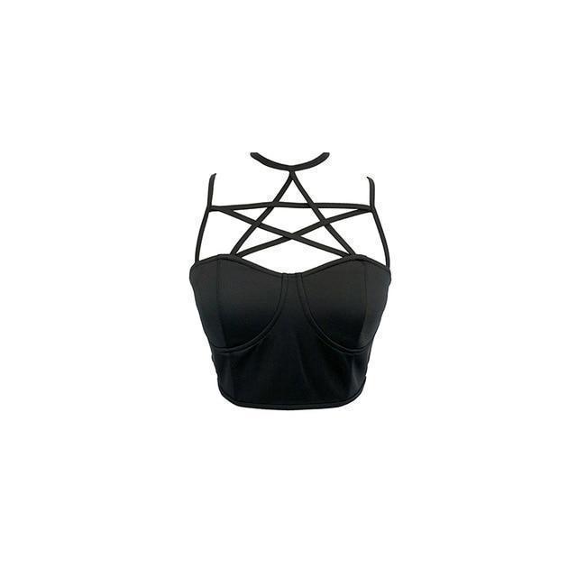 Bold Pentagram Design Sexy Crop Top - The Black Ravens