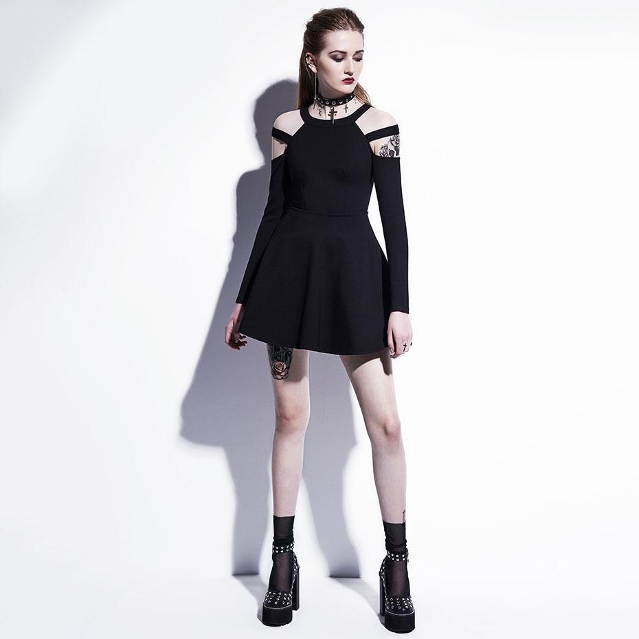 Casual Dark A-Line Goth Mini Dress - The Black Ravens