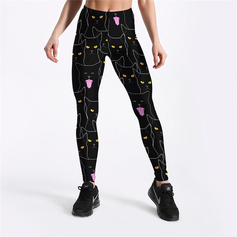 Cat-Printed Lady's Witch Leggings - The Black Ravens