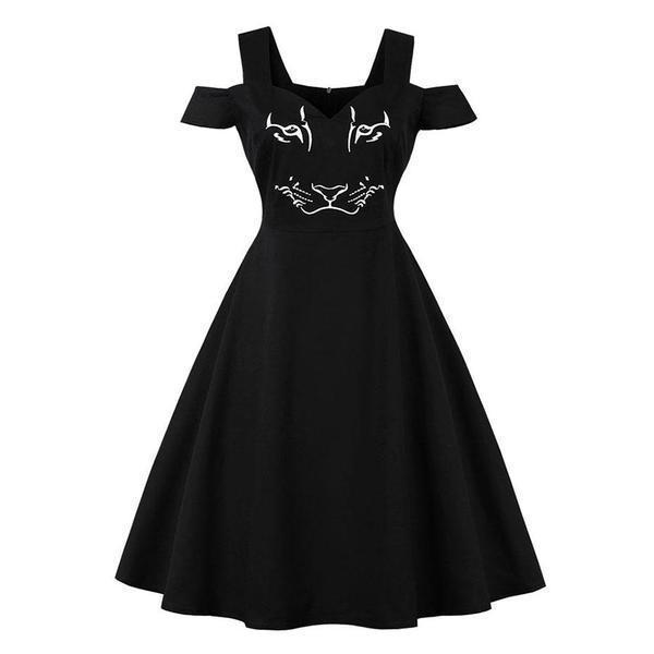 Cheetah Face Gothic Party Girl Dress - The Black Ravens