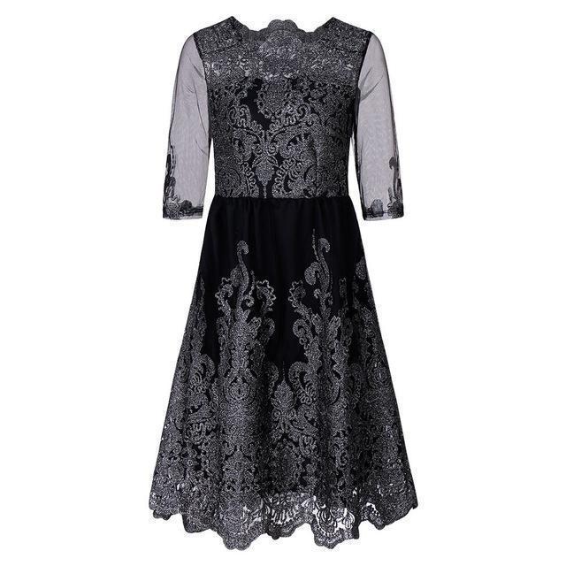 Classic Lace Embroidered Dress - The Black Ravens