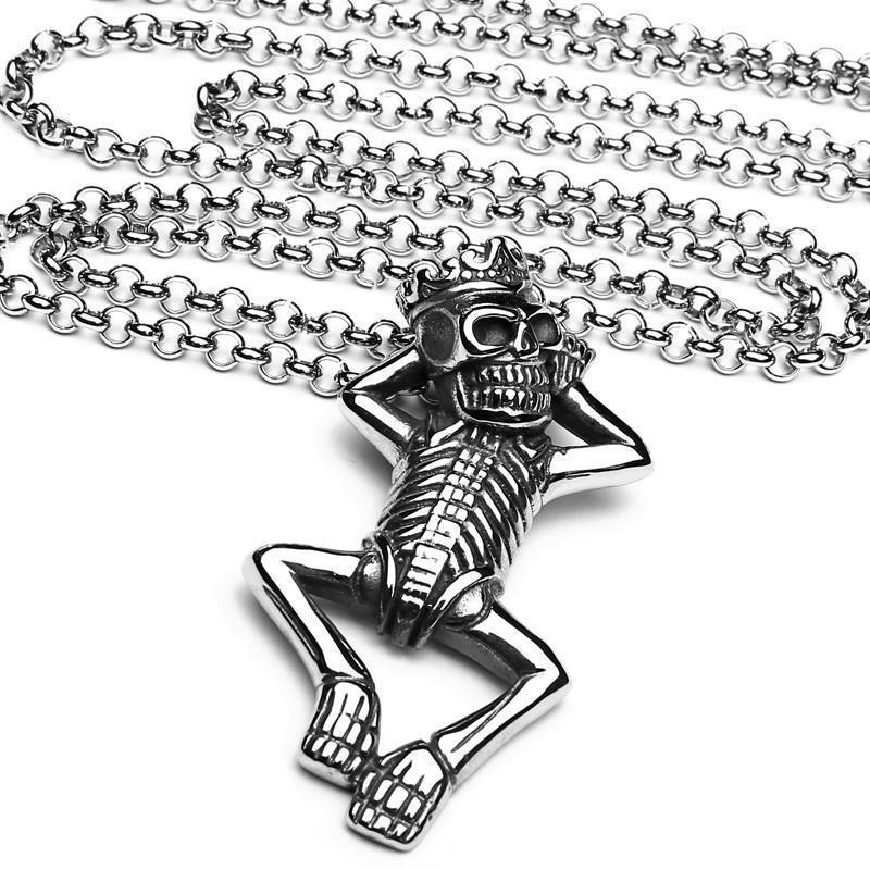 Cool Crowned Skeletons Necklace For Men - The Black Ravens