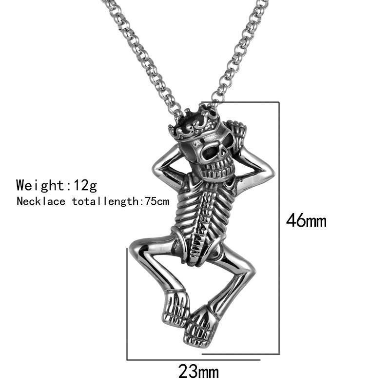 Cool Crowned Skeletons Necklace For Men - The Black Ravens