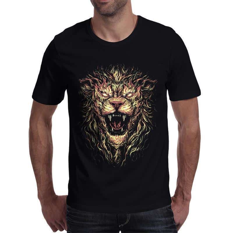 Cool Fire Lion T-Shirt For Bikers - The Black Ravens