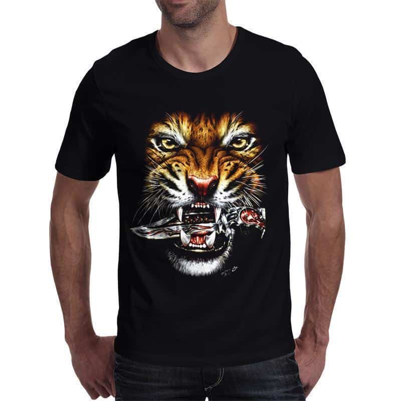 Cool Tiger Printed Short Sleeve Top For Men - The Black Ravens