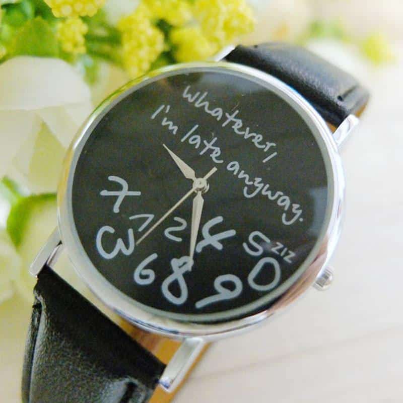 Cool Unisex 'I'm Late Anyway' Alternative Quirky Watches - The Black Ravens