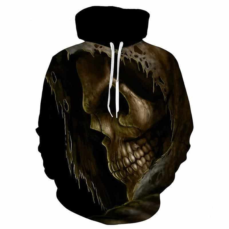 Creepy 3D Melted Skull Casual Pullover Hoodie - The Black Ravens