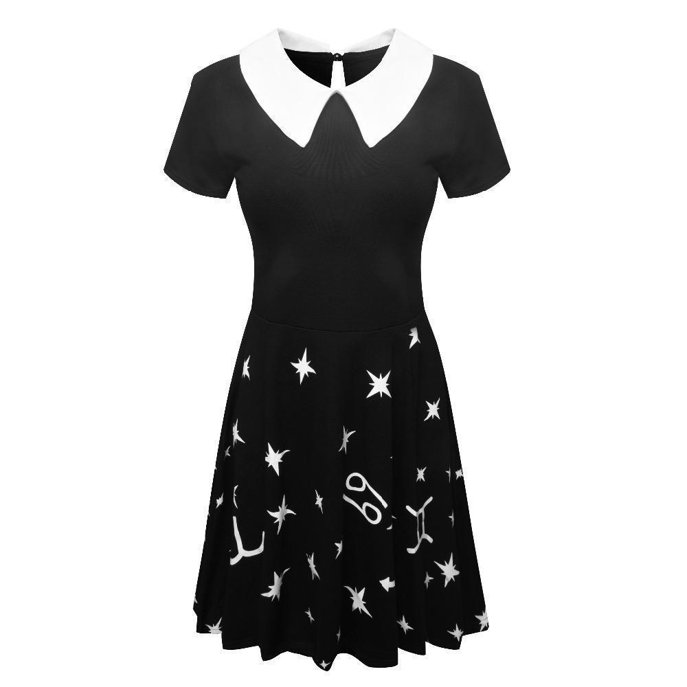 Cute Black Zodiac Starry Night Dresses - The Black Ravens