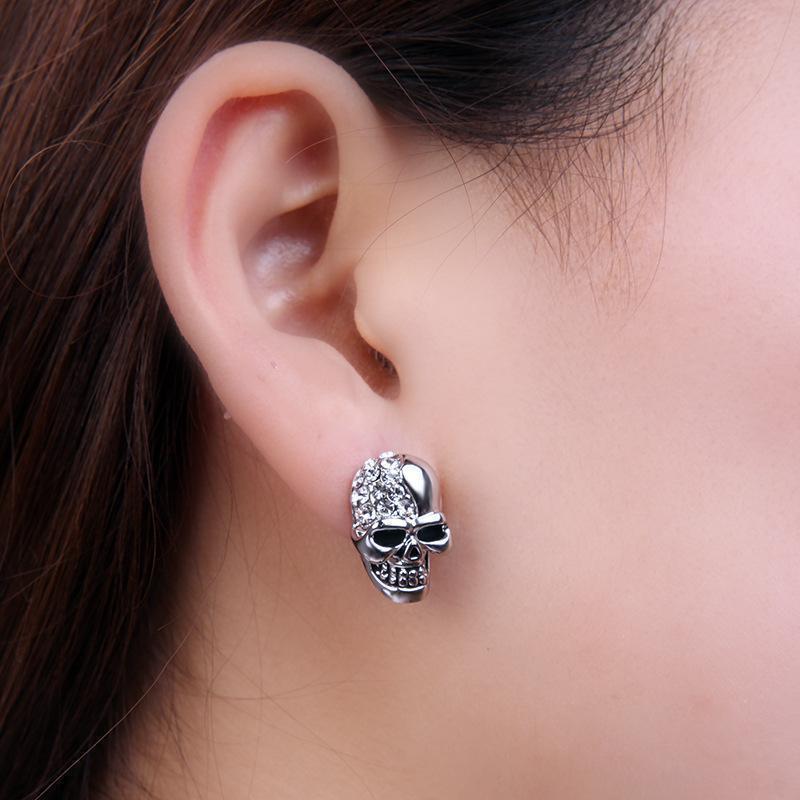 Cute Crystal Earring Skulls - The Black Ravens
