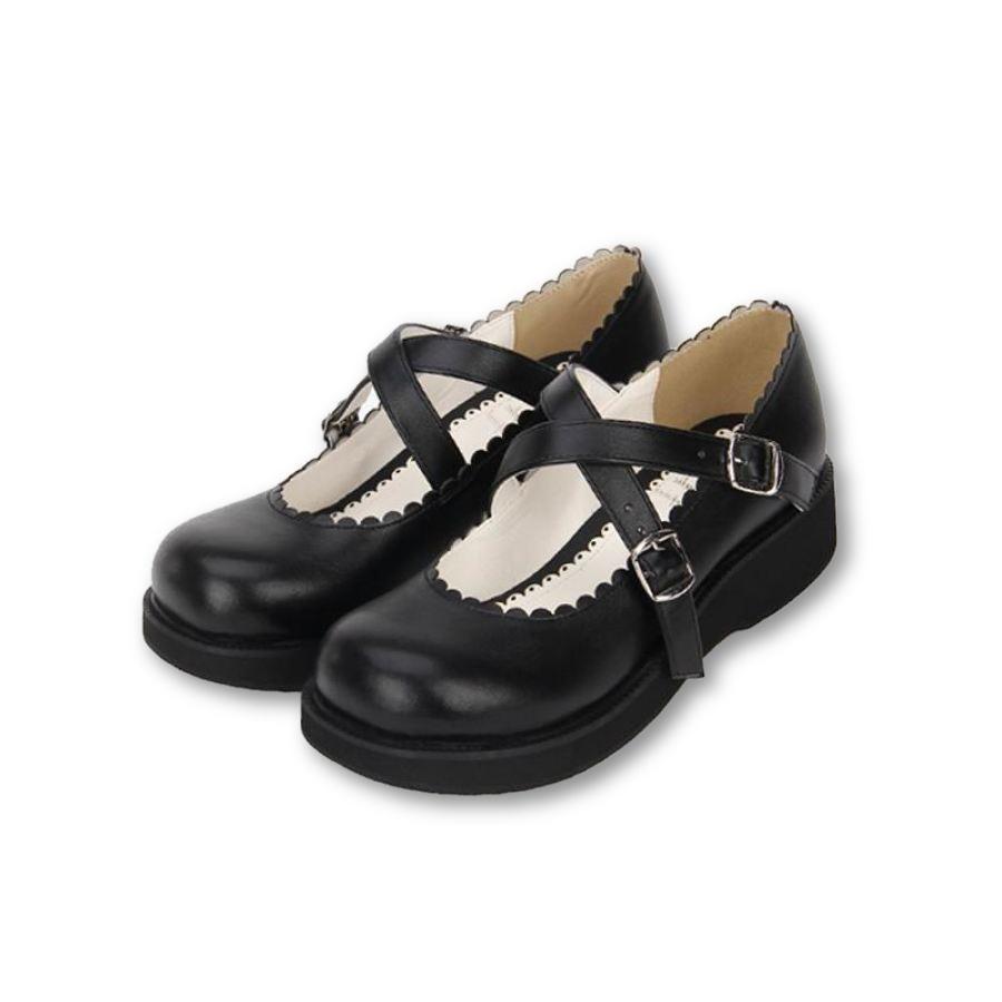 Cute School Girl Mary Jane Wedge Shoes - The Black Ravens