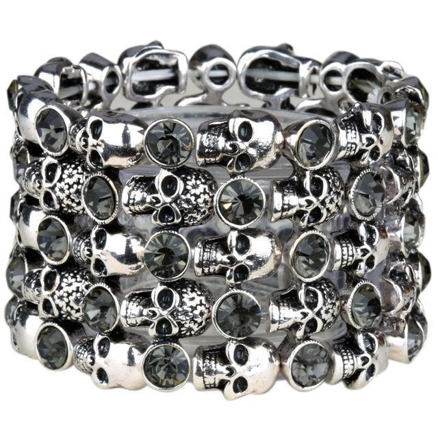 Cute Stainless Steel Crystal Skulls Bracelets For Women - The Black Ravens