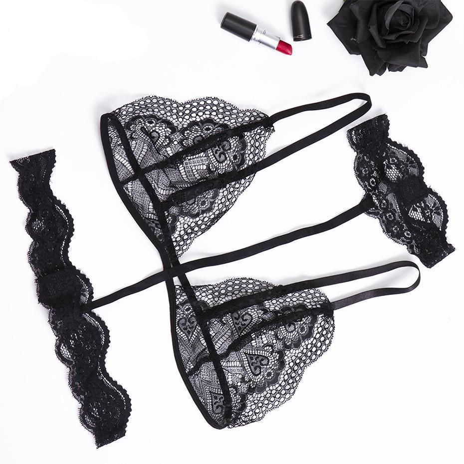 Cute Tassel See-Through Lace-Up Bras - The Black Ravens