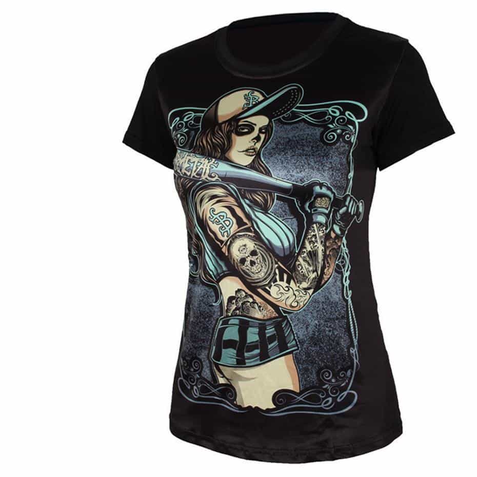 Dark Rockstar Tattoo Girl T-Shirt - The Black Ravens