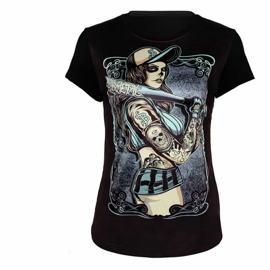 Dark Rockstar Tattoo Girl T-Shirt - The Black Ravens