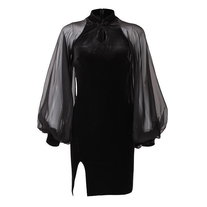 Dark Sheath Sleeve Bodycon Mini Dress - The Black Ravens
