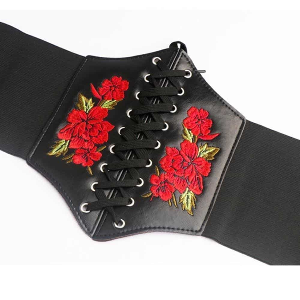 Floral Embroidered Gothic Waist Band - The Black Ravens