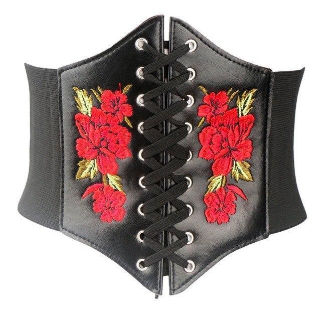 Floral Embroidered Gothic Waist Band - The Black Ravens